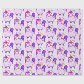 Cute Unicorn in Heart Shaped Glasses Pattern Cadeaupapier (Vlak)