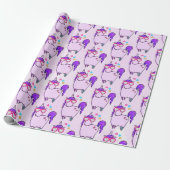 Cute Unicorn in Heart Shaped Glasses Pattern Cadeaupapier (Uitgerold)