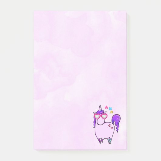 Cute Unicorn in Heart Shaped Glasses Post-it® Notes (Voorkant)