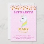 Cute Unicorn Invitation Anniversaire (Devant)