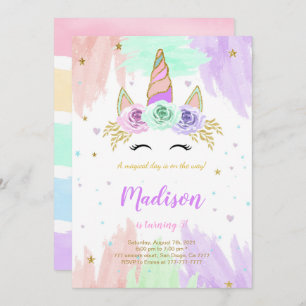Cute Unicorn Invitation Anniversaire