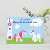Cute Unicorn Invitation Anniversaire (Debout devant)