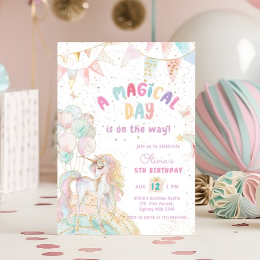Cute Unicorn Invitation Anniversaire