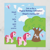 Cute Unicorn Invitation Anniversaire (Devant / Derrière)