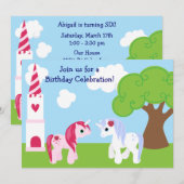 Cute Unicorn Invitation Anniversaire (Devant / Derrière)