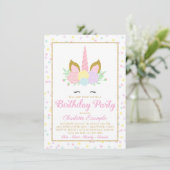 Cute Unicorn Invitations de fête d'anniversaire (Debout devant)
