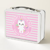 Cute Unicorn - Kat roze gestripte, gepersonaliseer (Achterkant)