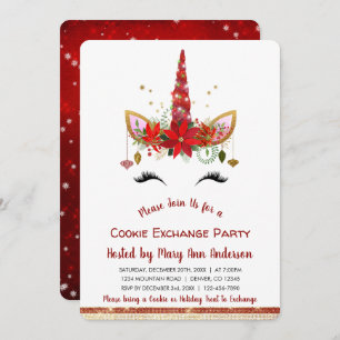 Cute Unicorn Kerstkoekje Exchange Party Kaart