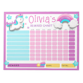 Cute Unicorn Kinder Reward Chart voor Dagelijkse R Notitieblok