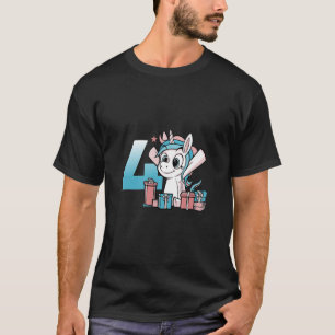 Cute Unicorn Kinder Vierde verjaardag Unicorn T-shirt