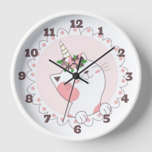 Cute Unicorn Kitten Clock