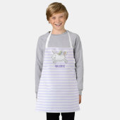 Cute Unicorn - Lavender Striped Kinder Apron Schort (Gedragen)