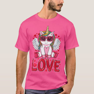Cute Unicorn Love Heart Valentijnsdag Girls Kinder T-shirt