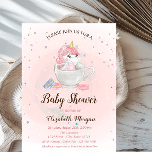 Cute Unicorn, Macarons, Sterren Baby Borrel Kaart
