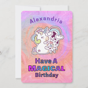 Cute Unicorn Magical Child Kids Birthday Kaart