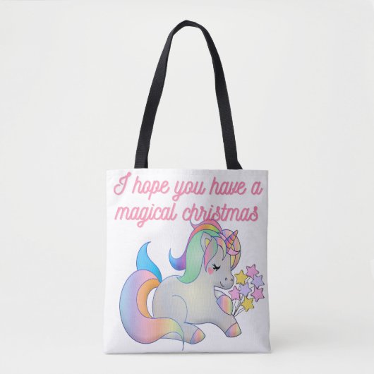 Cute Unicorn Magical Kerstmis Ugly Xmas Draagtas (Voorkant)