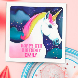 Cute Unicorn Magical Star Girl Happy Birthday Servet