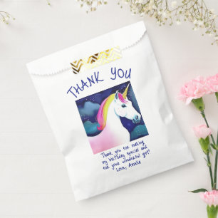 Cute Unicorn Magical Stars Girl Birthday Dank je Bedankzakje