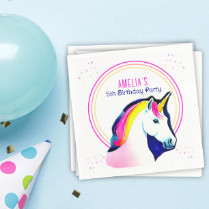 Cute Unicorn Magical Stars Girl Birthday Servet