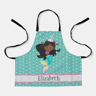 Cute Unicorn Mermaid Name Kinder Daughter Pattern  Schort
