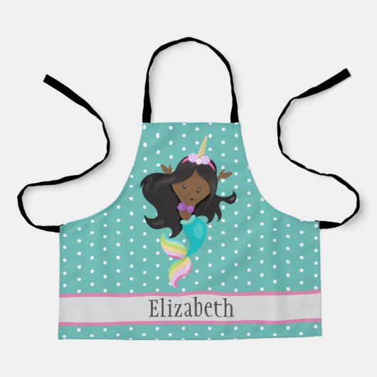 Cute Unicorn Mermaid Name Kinder Daughter Pattern  Schort (Voorkant)