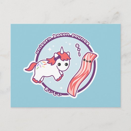 Cute Unicorn met Bacon Briefkaart (Voorkant)