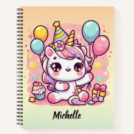 Cute Unicorn met ballonnen Notitieboek