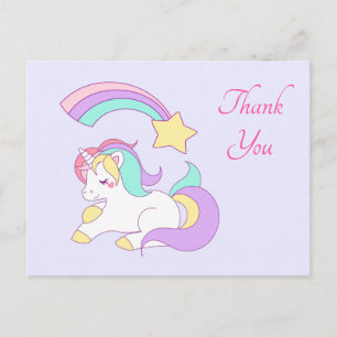 Cute Unicorn met Colorful Shooting Star Dank u Briefkaart