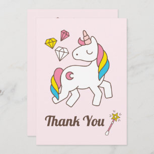 Cute Unicorn met Cute Wand & Diamonds. Hartelijk B Kaart