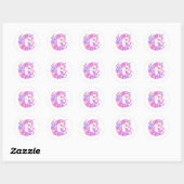 Cute Unicorn met Flowers Classic Round Sticker (Vel)