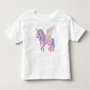 Cute Unicorn met illustratie van regenboogvleugels Kinder Shirts