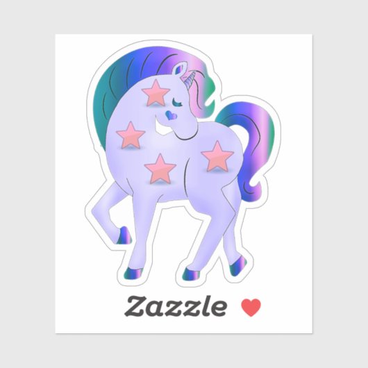 Cute Unicorn met sterren Sticker (Vel)
