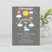 Cute Unicorn Mobile Baby shower Invitation (Debout devant)