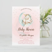 Cute Unicorn Moon Stars Baby shower Invitation (Debout devant)