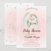 Cute Unicorn Moon Stars Baby shower Invitation (Devant / Derrière)