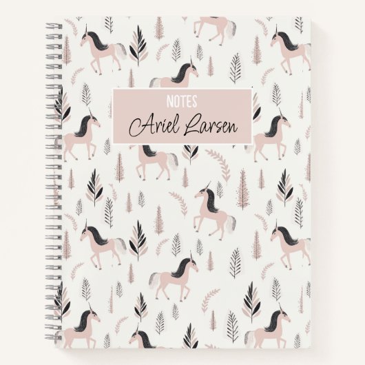 Cute Unicorn Motif Carnet personnalisé (Devant)