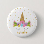 Cute Unicorn Name Button | Aangepaste kleur (Voorkant)
