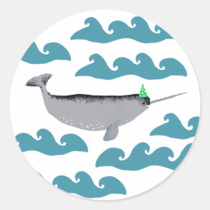 Cute Unicorn Narwhal Whale Whaley Zee Kinder Ronde Sticker