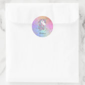 Cute Unicorn Ombre Rainbow Glitter Sparkle Ronde Sticker (Tas)