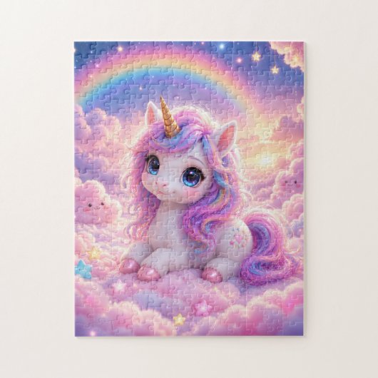 Cute Unicorn on a Cotton Candy Cloud Jigsaw Puzzle (Vertical)