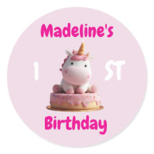 Cute Unicorn On Cake, 1st Birthday Girl, Custom