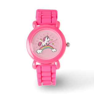 Cute Unicorn op een regenboogontwerp Horloge