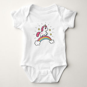 Cute Unicorn op een regenboogontwerp Romper