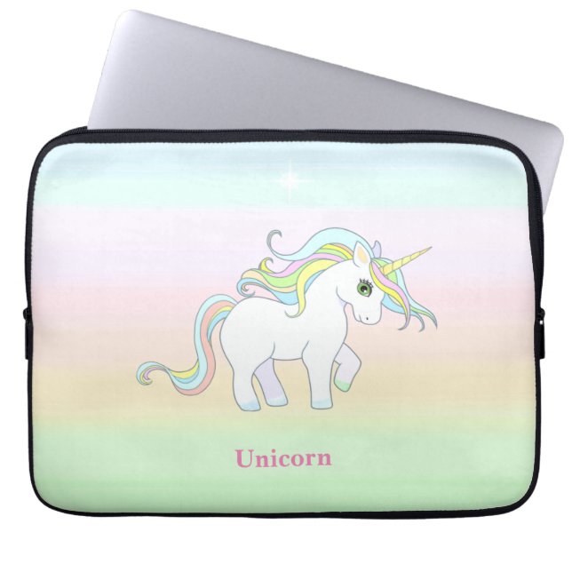 Cute Unicorn op pasteelkleuren Laptop Sleeve (Voorkant)