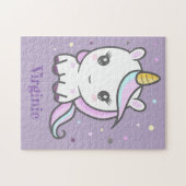 Cute Unicorn Paars Puzzle Legpuzzel (Horizontaal)