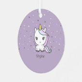 Cute Unicorn Paarse Ornament (Voorkant links)