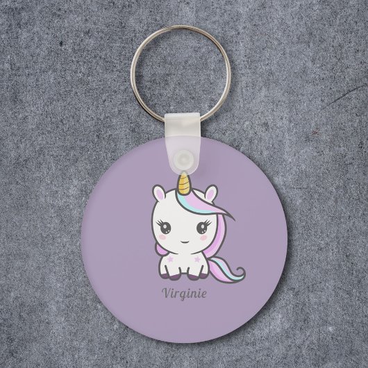 Cute Unicorn Paarse Sleutelhanger