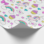 Cute Unicorn Pattern Cadeaupapier (Hoek)
