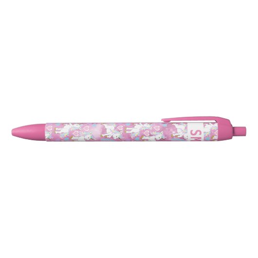 Cute Unicorn Pattern - Personalize  Zwarte Inkt Pen (Bovenkant)