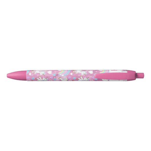 Cute Unicorn Pattern - Personalize Zwarte Inkt Pen (Achterkant)